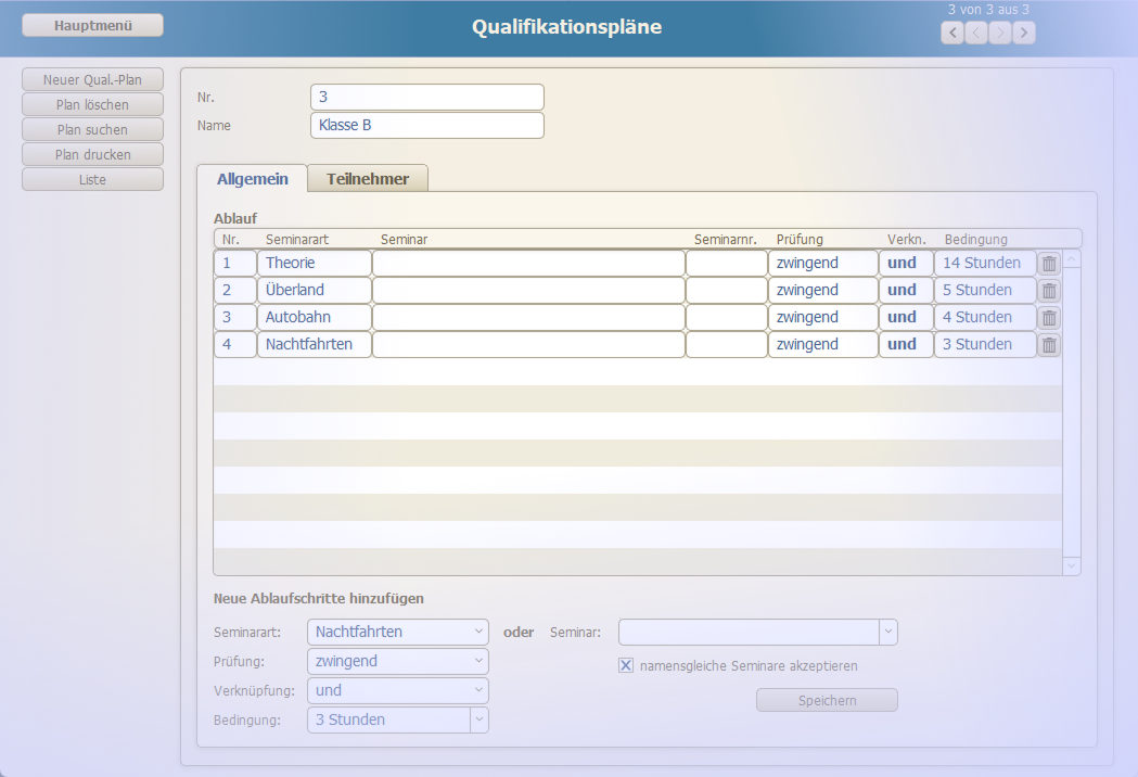 Screenshot der Software für Fahrschulen